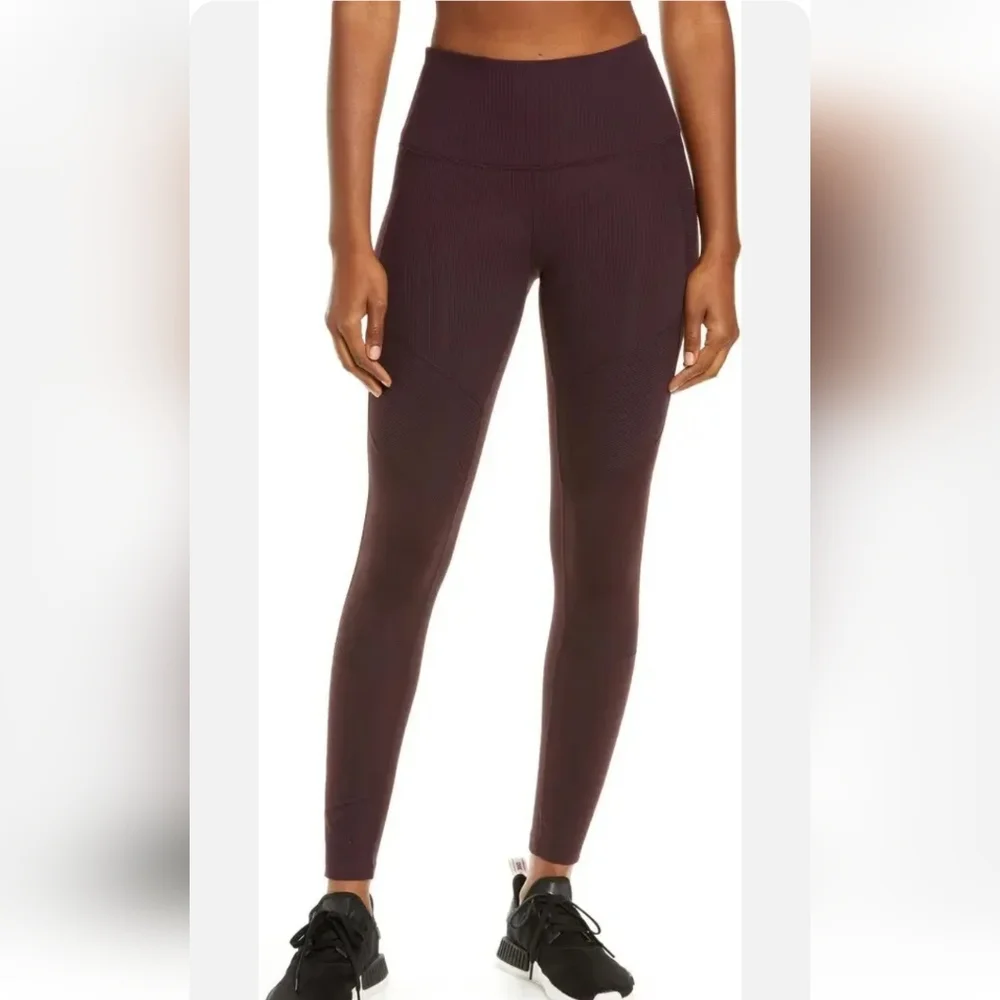 Zella Moto Ribbed High Waist Ankle Crop Leggings Size Medium - Picture 4 of 14